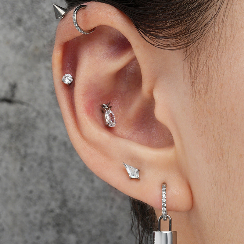 Titanium Internally Threaded Pineapple Crystal Labret Stud