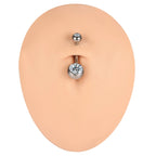 ASTM F136 Titanium 14G (1.6MM) Externally Threaded Round Crystal Belly Button Piercing 10MM