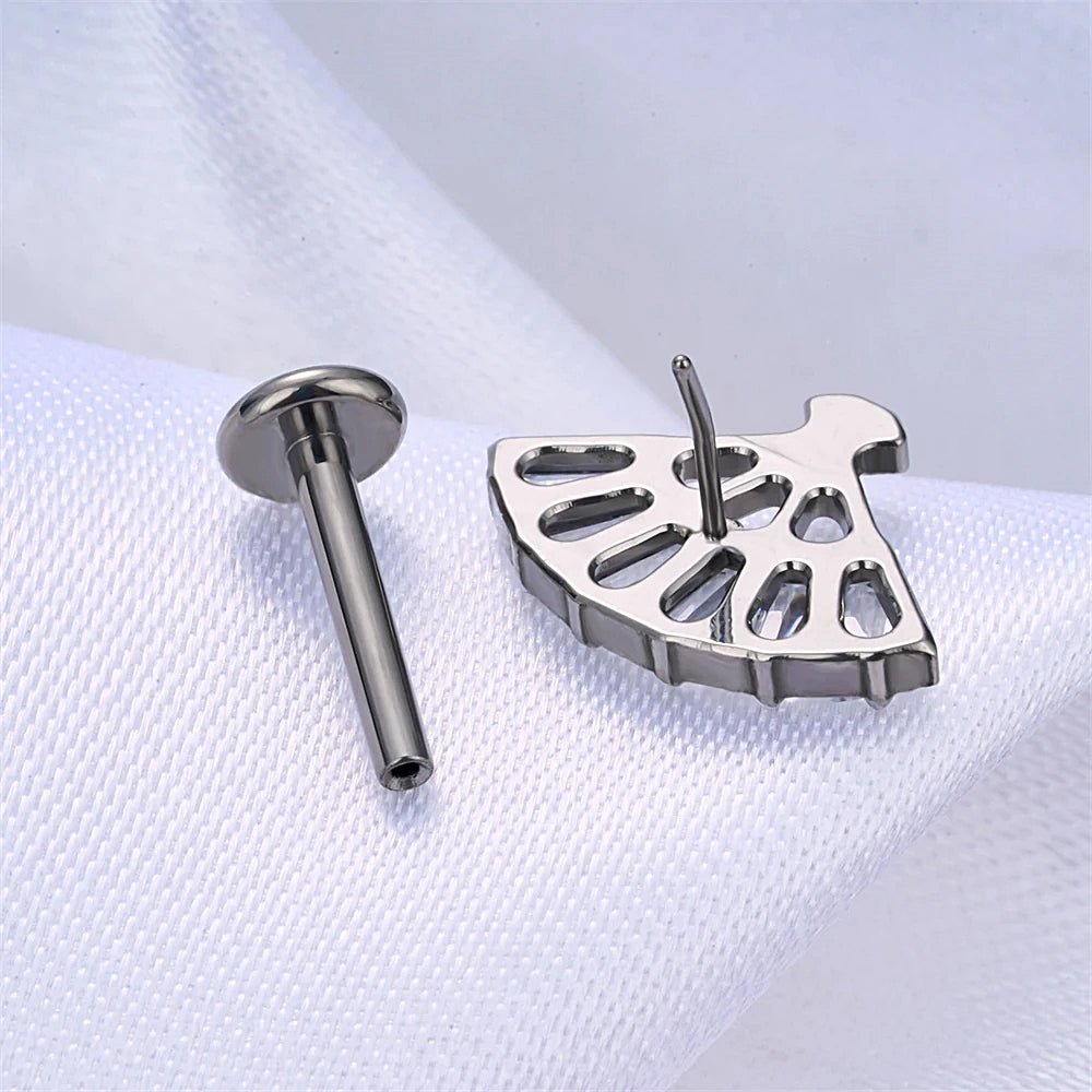 LAB_CFan_01 ASTM F136 Titanium 16G (1.2mm) Push Pin Chinese Fan Piercing Jewelry