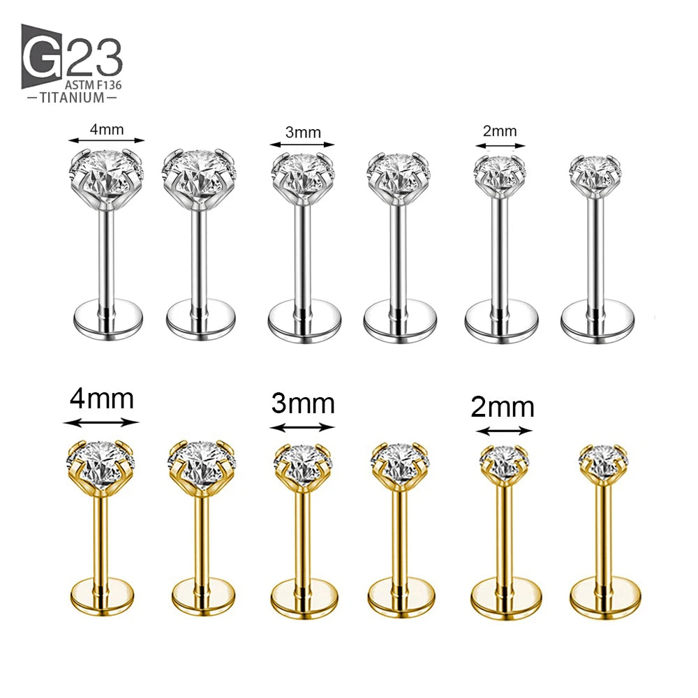 ASTM F136 Titanium 18G Threadless Push Pin Labret Stud