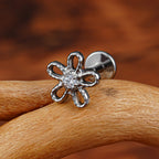 Lab_Flower_04 ASTM F136 Titanium 16G (1.2mm) Internally Threaded Flower Stud
