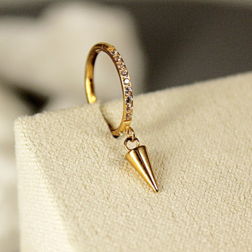 Titanium Spike Dangle Hinged Hoop – Bold Meets Brilliance