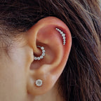 Titanium 8 Crystal Daith &amp; Septum Piercing Hoop 16G 8MM