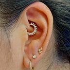 18k Gold Diamond Daith &amp; Septum Piercing Hoop 16G 8MM