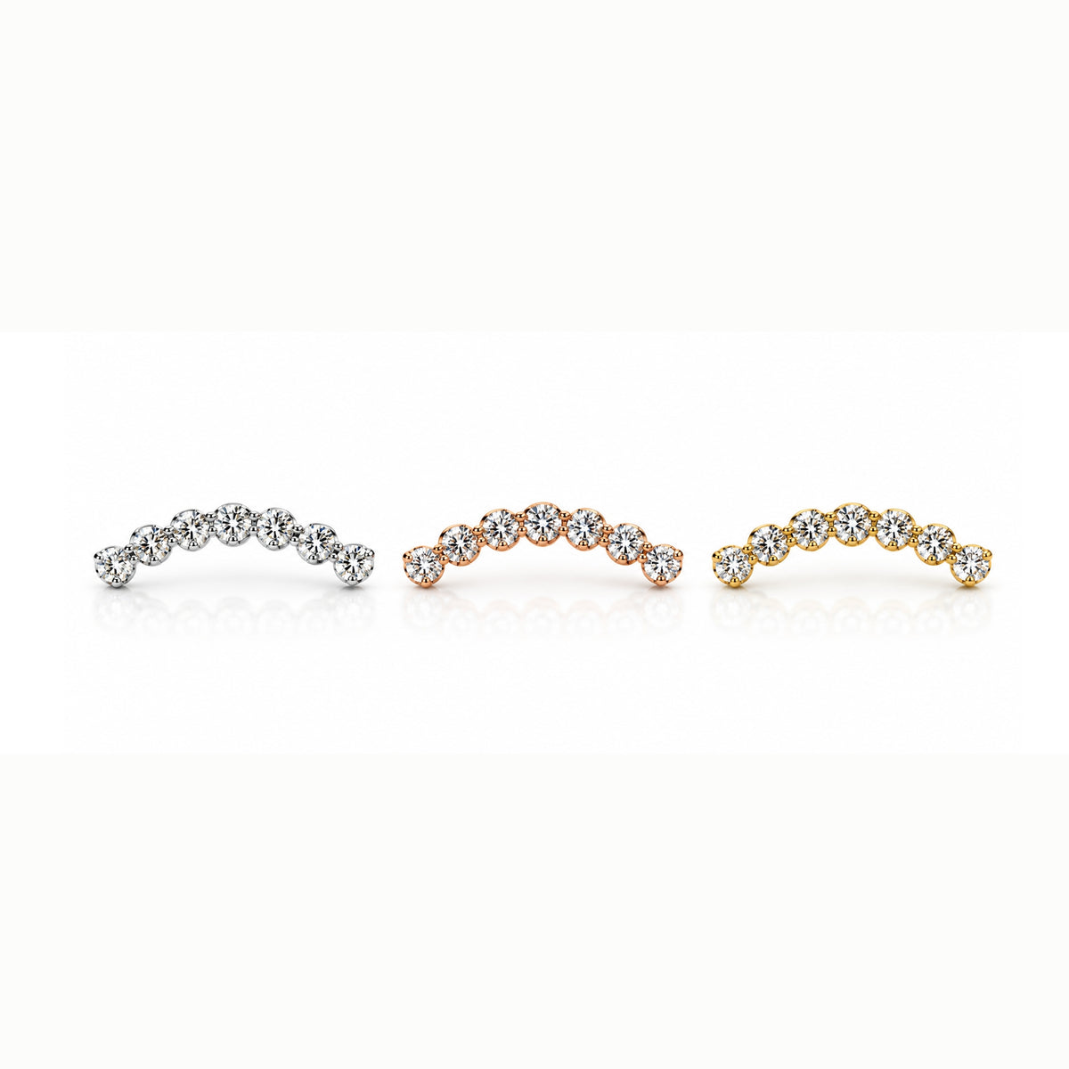 18K Gold Seven Round Lab-Grown Diamond Curved Piercing Stud