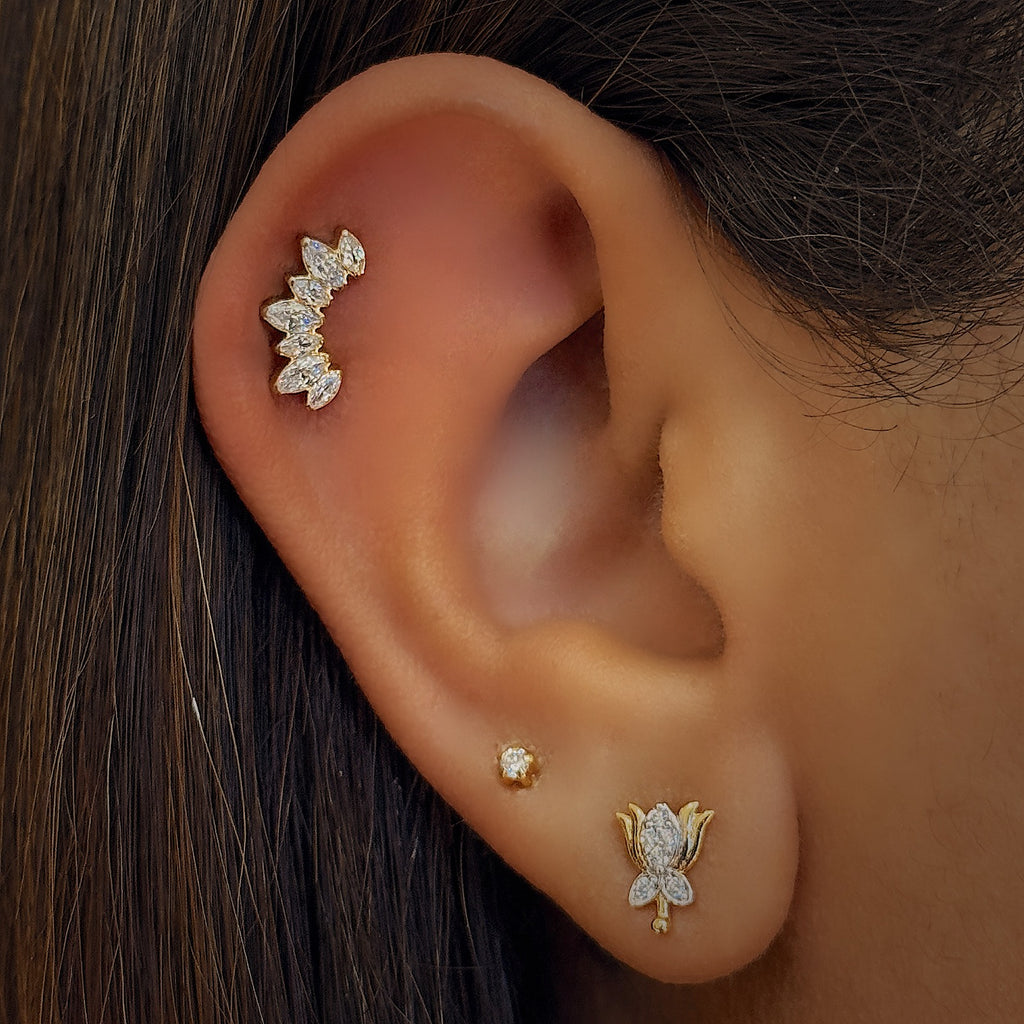 Titanium Internally Threaded Flat Back Curved Stud