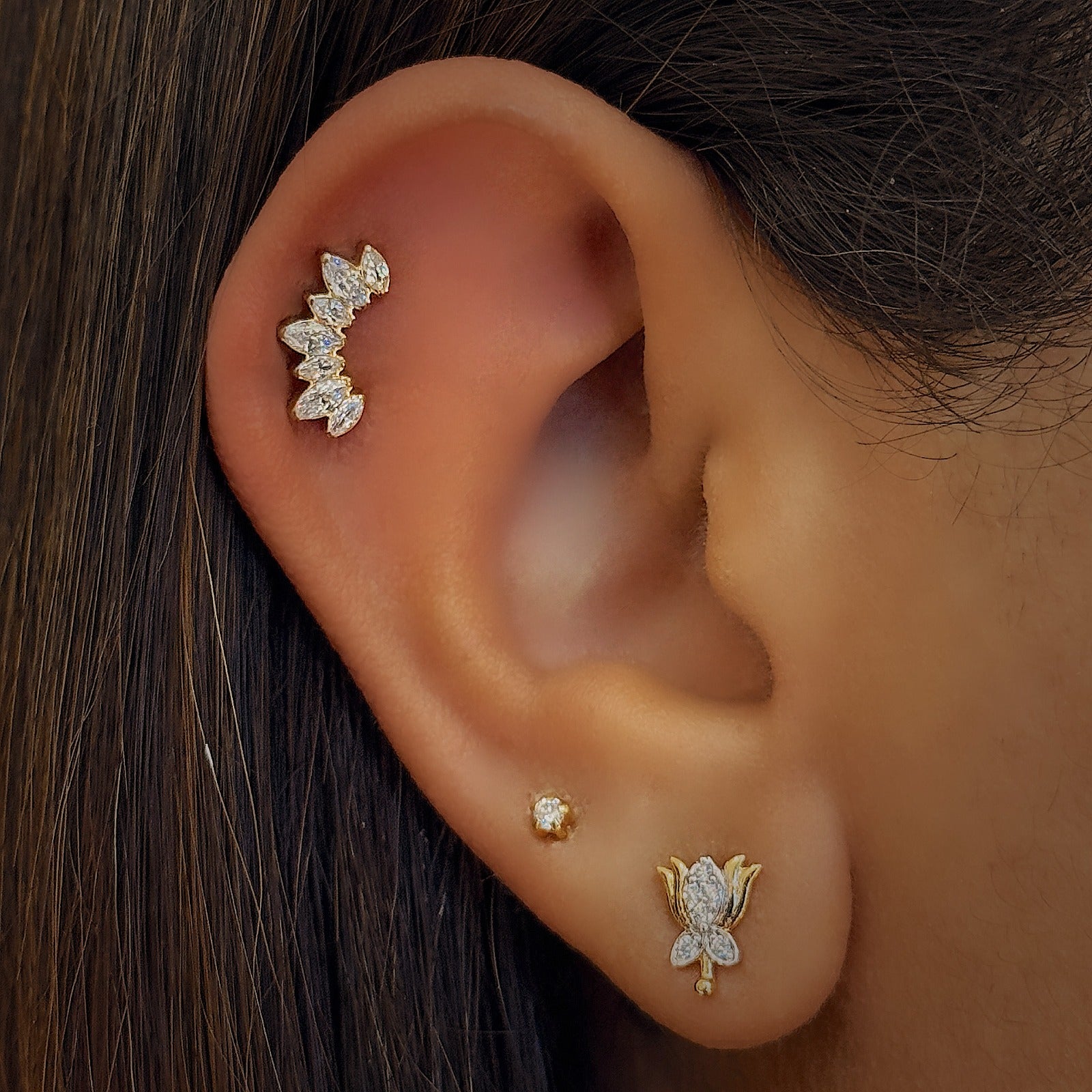 Titanium Internally Threaded Flat Back Curved Stud