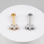 Vertical Helix Titanium Jewelry – 3 CZ Marquise Cluster