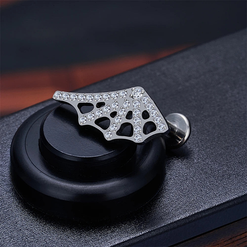 LAB_Web_01 ASTM F136 Titanium 16G (1.2mm) Push Pin Spider Web Piercing Jewelry