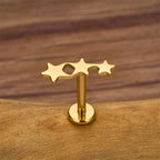 LAB_Star_04 ASTM F136 Titanium 16G (1.2MM) Internally Threaded Triple Star Piercing Stud