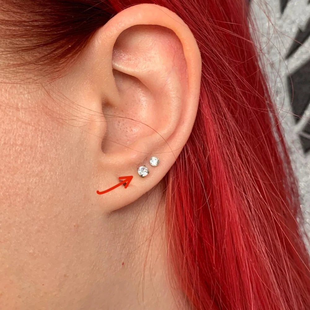 Titanium 16G (1.2MM) Internally Threaded Crystal Labret Stud