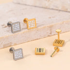 ASTM F136 Titanium 16G (1.2MM) Internally Threaded Square Piercing Stud