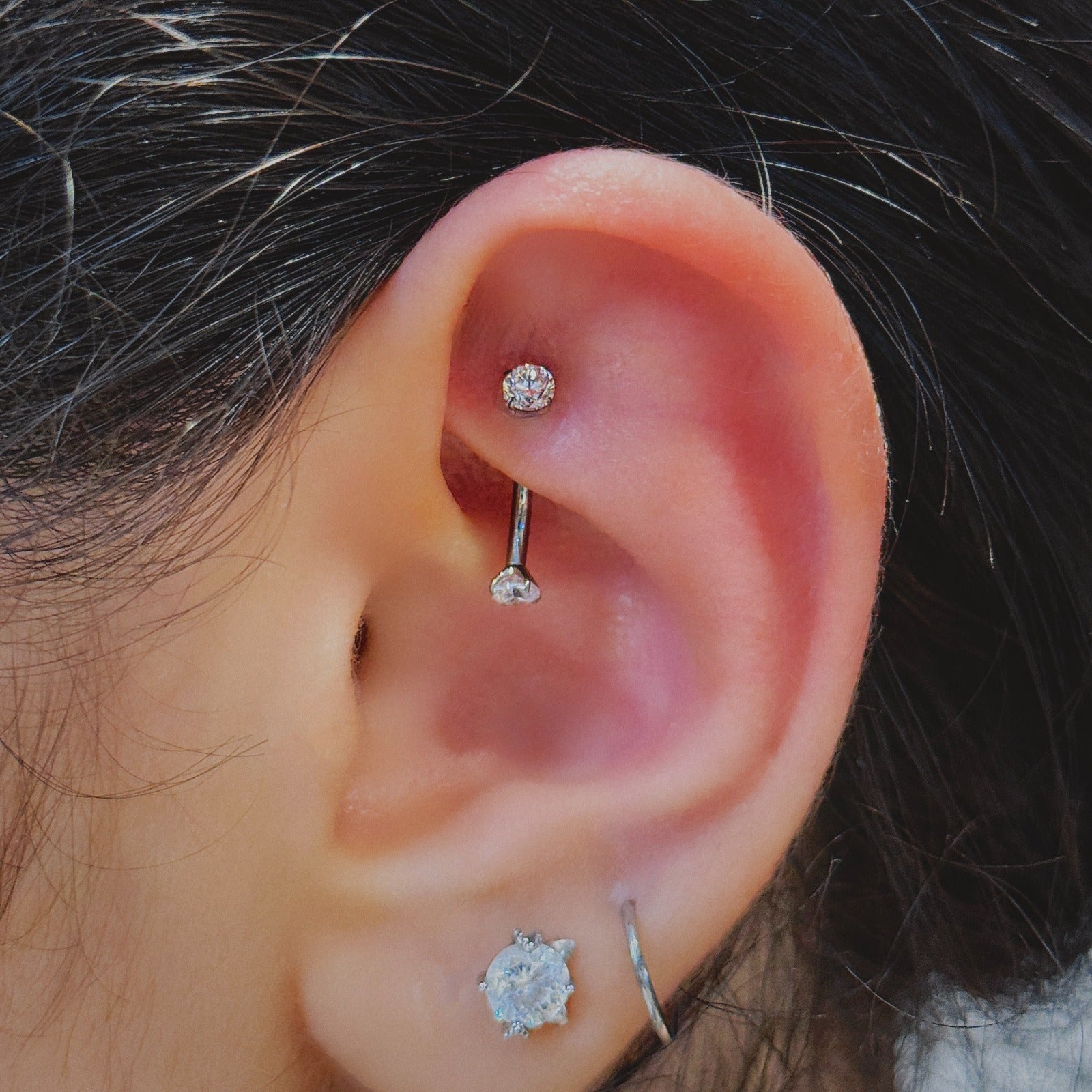 Titanium 16G (1.2MM) Internally Threaded Rook Eyebrow Piercing