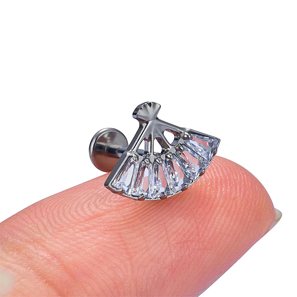LAB_CFan_01 ASTM F136 Titanium 16G (1.2mm) Push Pin Chinese Fan Piercing Jewelry