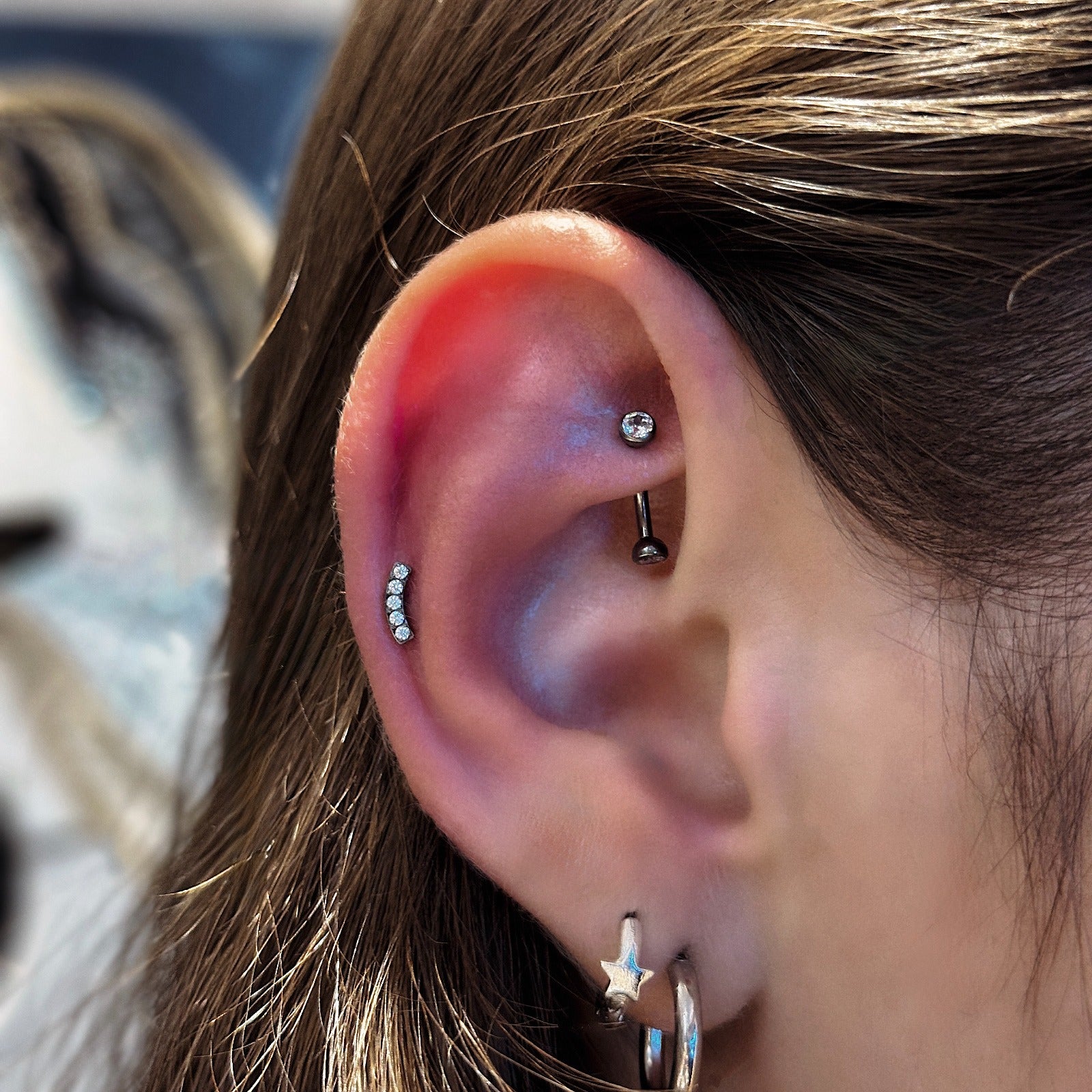 Titanium 16G (1.2MM) Internally Threaded Rook Eyebrow Piercing