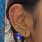 ASTM F136 Titanium 16G (1.2MM) Internally Threaded Curved Trinity Piercing Stud