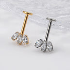 Vertical Helix Titanium Jewelry – 3 CZ Marquise Cluster