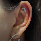 18K Gold Five Marquise Cluster Labret Lab Diamonds