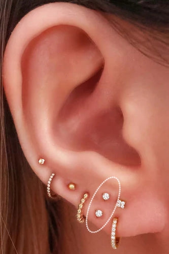 Stacked Ear Lobe Piercing Aftercare