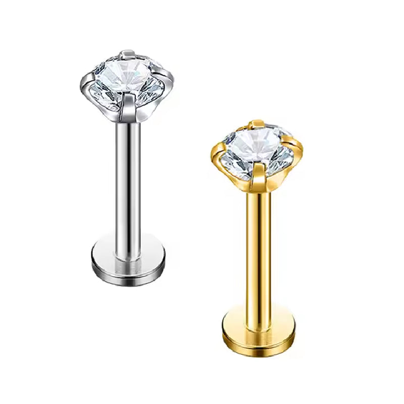 Titanium 16G (1.2MM) Internally Threaded Crystal Labret Stud