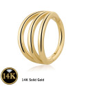 14K Solid Gold Plain Triple Layer Piercing Hoop 16G 8MM