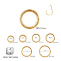 ASTM F136 Titanium 16G (1.2MM) Hinged Lock Plain Golden Piercing Ring Hoop