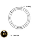 14K Solid White Gold Plain Piercing Hoop 16G