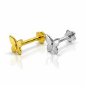 18K Gold Solid Butterfly Ear Piercing Stud