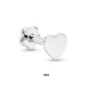 18K Gold Solid Heart Ear Piercing Stud