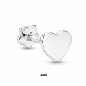 18K Gold Solid Heart Ear Piercing Stud