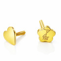 18K Gold Solid Heart Ear Piercing Stud