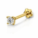18K Gold Natural Diamond Flat Back Stud – Internally Threaded (16G)