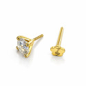 18K Gold Natural Diamond Flat Back Stud – Internally Threaded (16G)