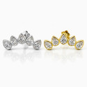 18K Gold Five Pear Lab Diamond Crown Ear Piercing Stud