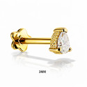 18K Gold Pear-Cut Lab Diamond Ear Piercing Stud