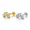 18K Gold Three Moissanite Flat Back Stud