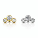 18K Gold Three Moissanite Flat Back Stud