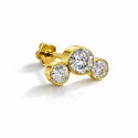 18K Gold Three Moissanite Flat Back Stud