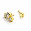 18K Gold Three Moissanite Flat Back Stud