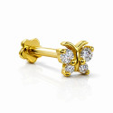 18K Gold Moissanite Butterfly Ear Piercing Stud