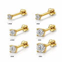 18K Gold Moissanite Flat Back Stud – Internally Threaded (16G)
