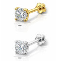 18K Gold Moissanite Flat Back Stud – Internally Threaded (16G)