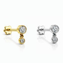 18K Gold Double Moissanite Dangle Ear Piercing Stud