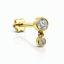 18K Gold Double Moissanite Dangle Ear Piercing Stud