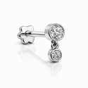 18K Gold Double Moissanite Dangle Ear Piercing Stud