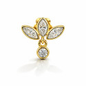 18K Gold Moissanite Lotus Dangle Flat-Back Stud