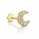 18K Gold Crescent Moon Moissanite Ear Piercing Stud