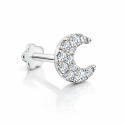 18K Gold Crescent Moon Moissanite Ear Piercing Stud