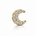 18K Gold Crescent Moon Moissanite Ear Piercing Stud