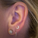 18K Gold Crescent Moon Moissanite Ear Piercing Stud